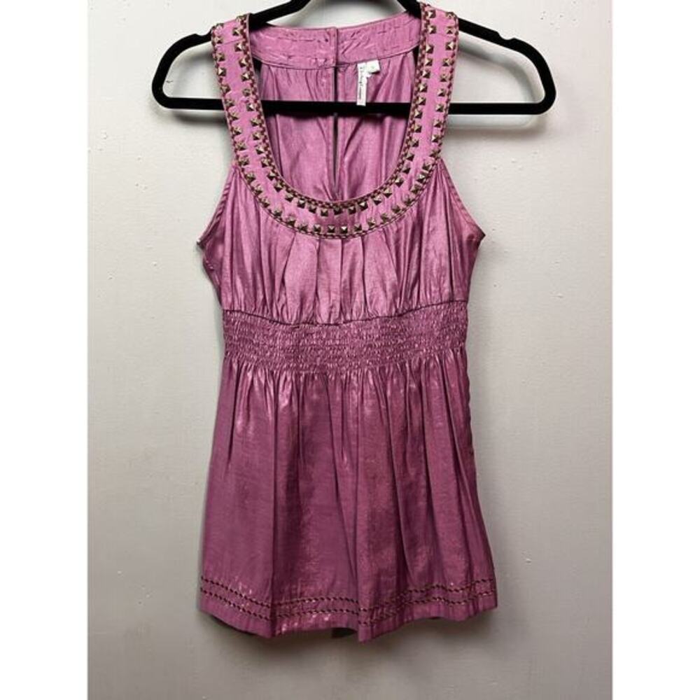 The Clothing Company Purple Tank Womens Small Smocked Embroidered Y2K Babydoll